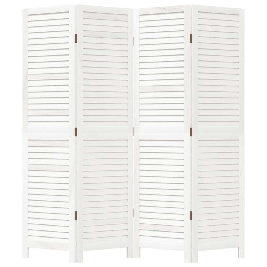 4-tlg. Raumteiler Weiß Massivholz Paulownia