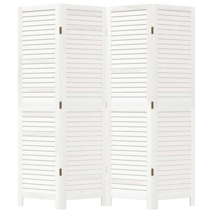 4-tlg. Raumteiler Weiß Massivholz Paulownia