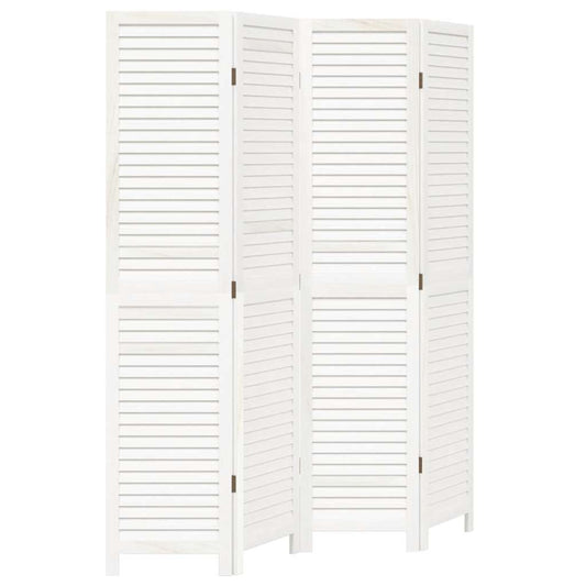 4-tlg. Raumteiler Weiß Massivholz Paulownia