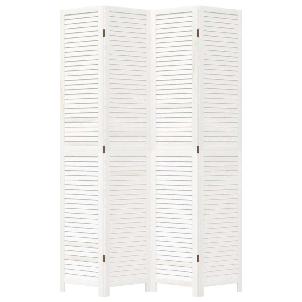4-tlg. Raumteiler Weiß Massivholz Paulownia