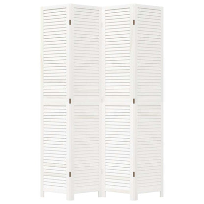 4-tlg. Raumteiler Weiß Massivholz Paulownia