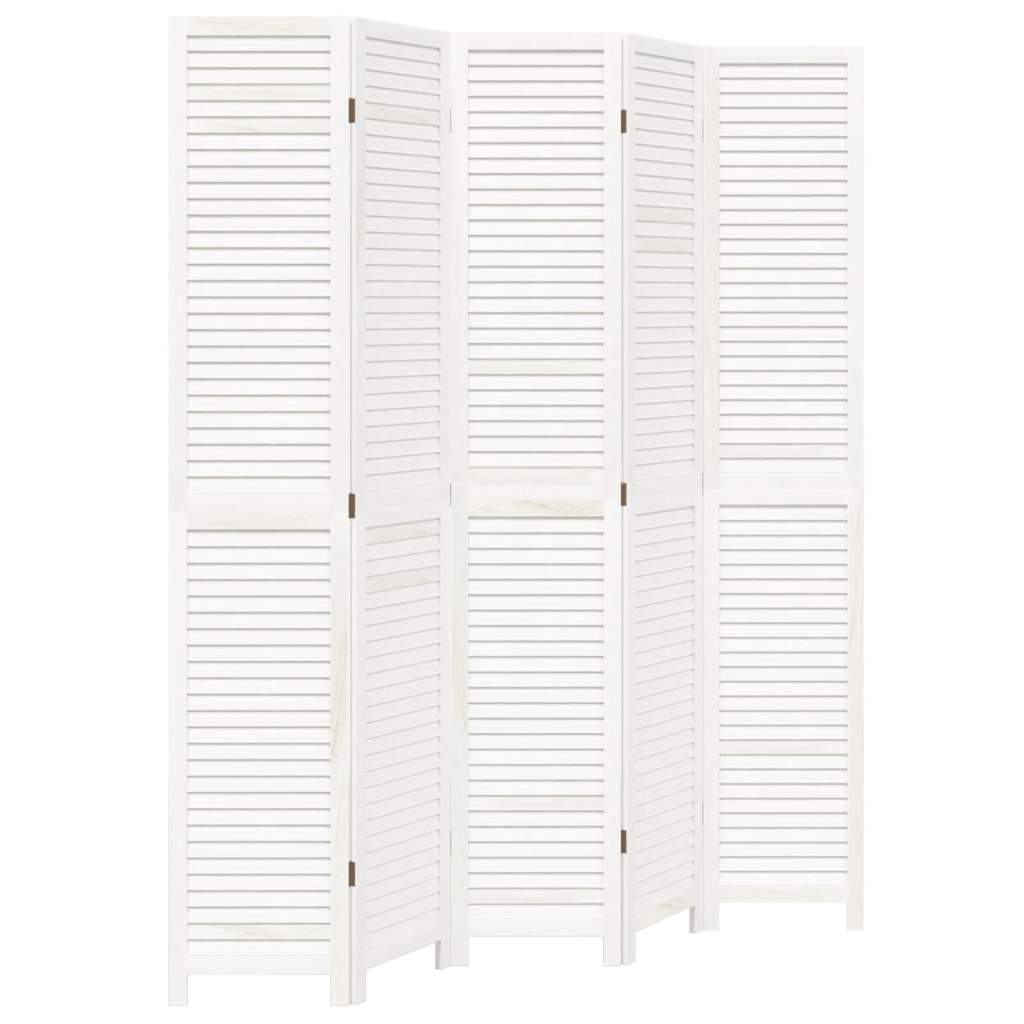 5-tlg. Raumteiler Weiß Massivholz Paulownia
