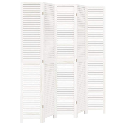 5-tlg. Raumteiler Weiß Massivholz Paulownia