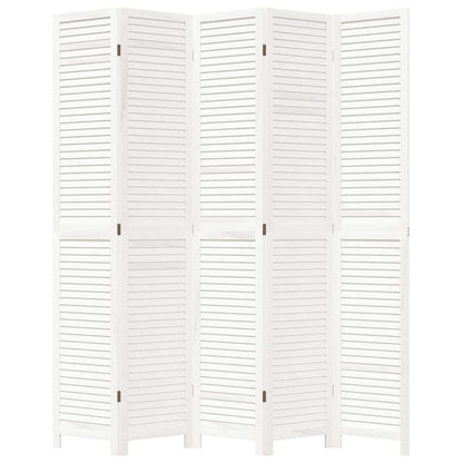 5-tlg. Raumteiler Weiß Massivholz Paulownia