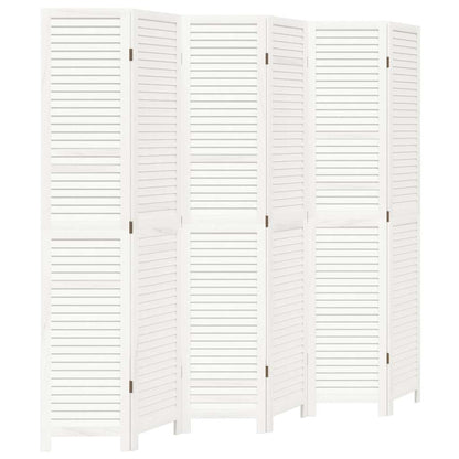 6-tlg. Raumteiler Weiß Massivholz Paulownia