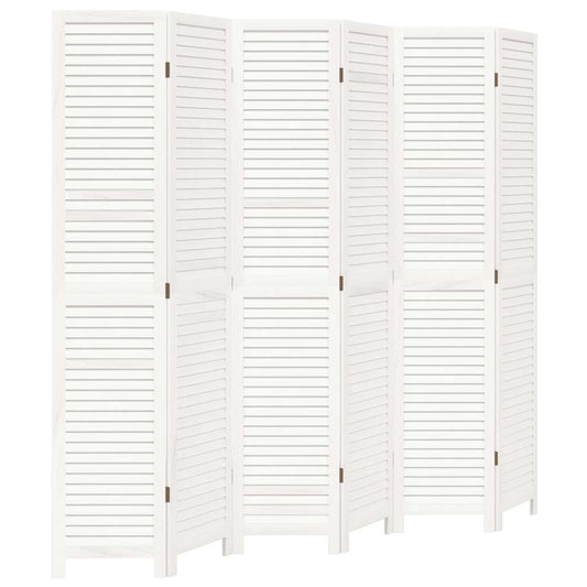 6-tlg. Raumteiler Weiß Massivholz Paulownia