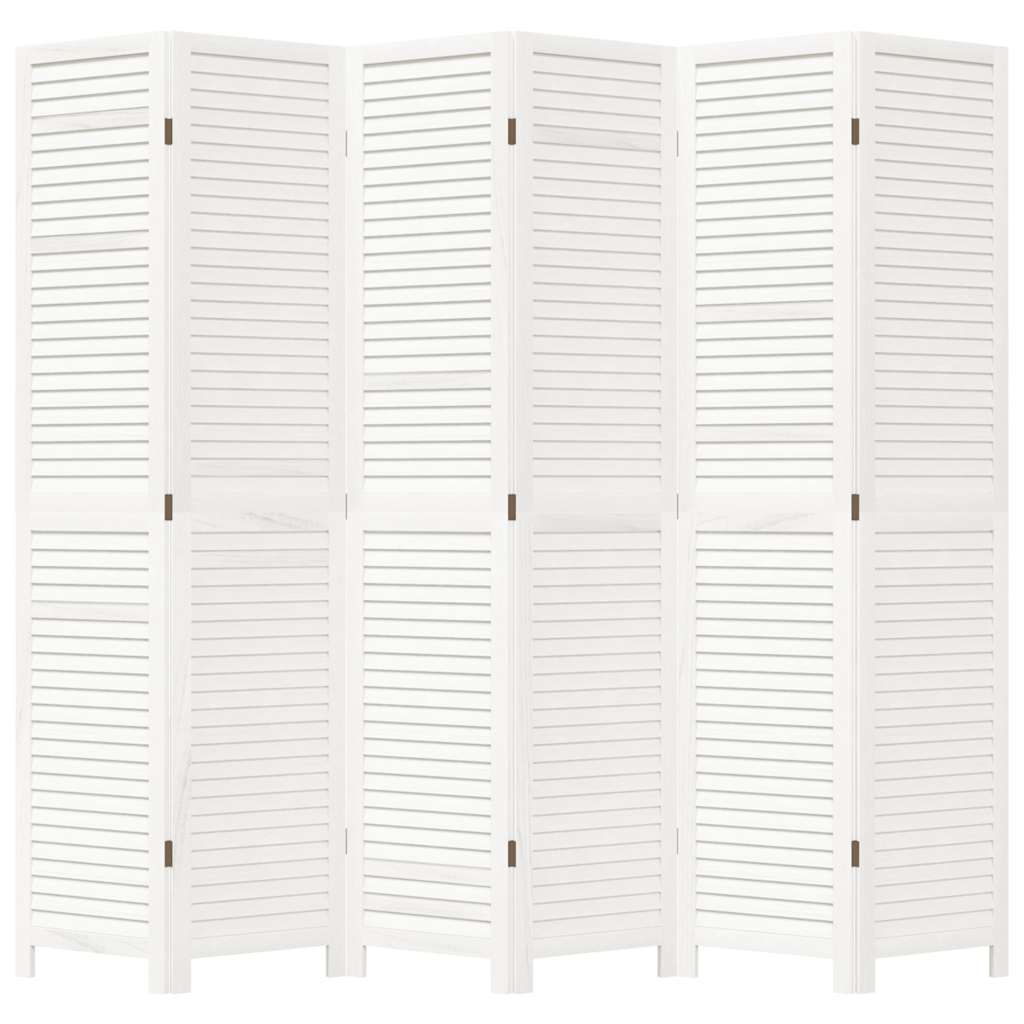 6-tlg. Raumteiler Weiß Massivholz Paulownia