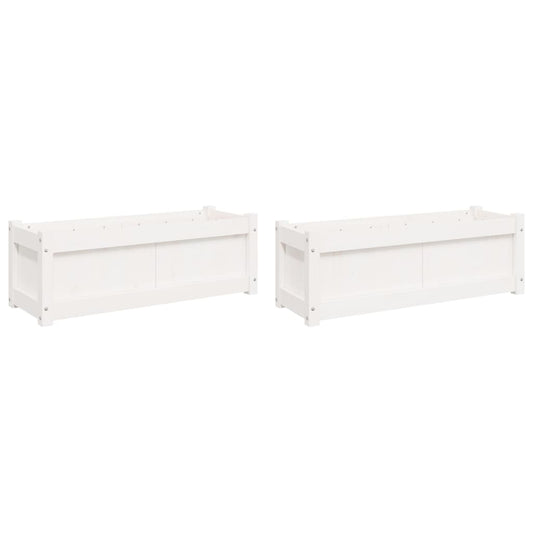 Pflanzkübel 2 Stk. Weiß Massivholz Kiefer