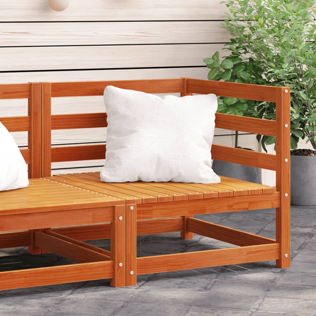 Garten-Ecksofa Wachsbraun 70x70x67 cm Massivholz Kiefer