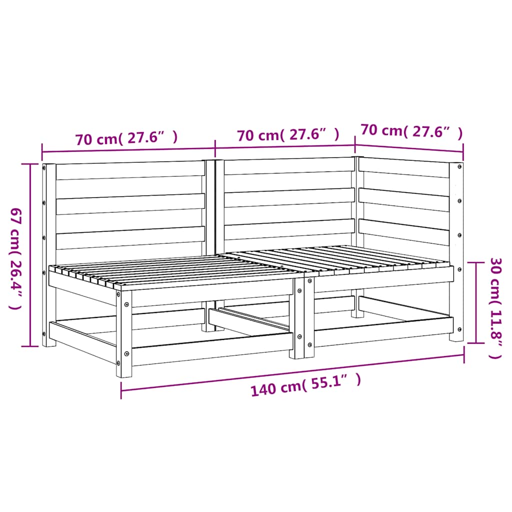 Gartensofa 2-Sitzer Weiß Massivholz Kiefer
