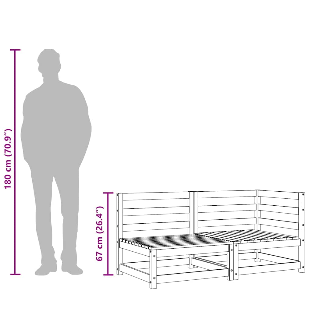 Gartensofa 2-Sitzer Wachsbraun Massivholz Kiefer