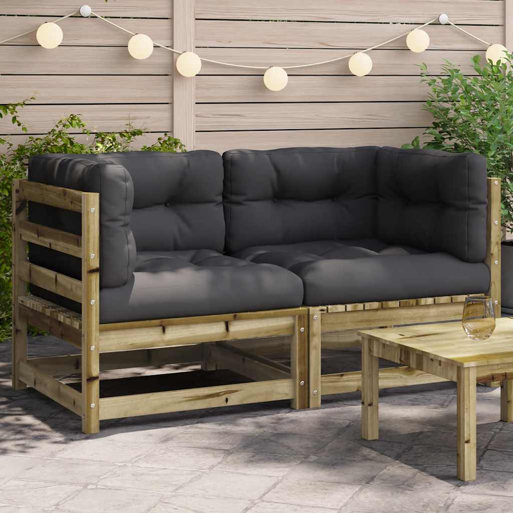 Garten-Ecksofas mit Kissen 2 Stk. Kiefernholz Imprägniert