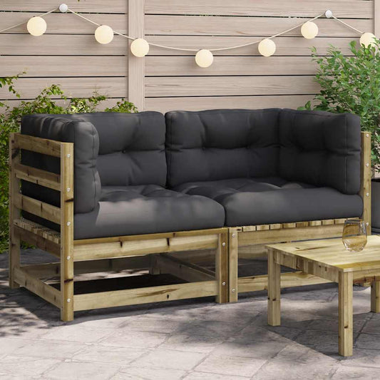 Garten-Ecksofas mit Kissen 2 Stk. Kiefernholz Imprägniert