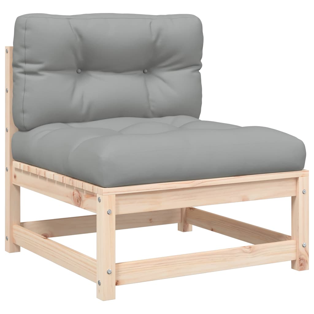 Gartensofas ohne Armlehnen mit Kissen 2 Stk. Massivholz Kiefer