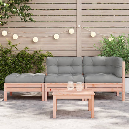 Gartensofa mit Kissen und Hocker 3-Sitzer