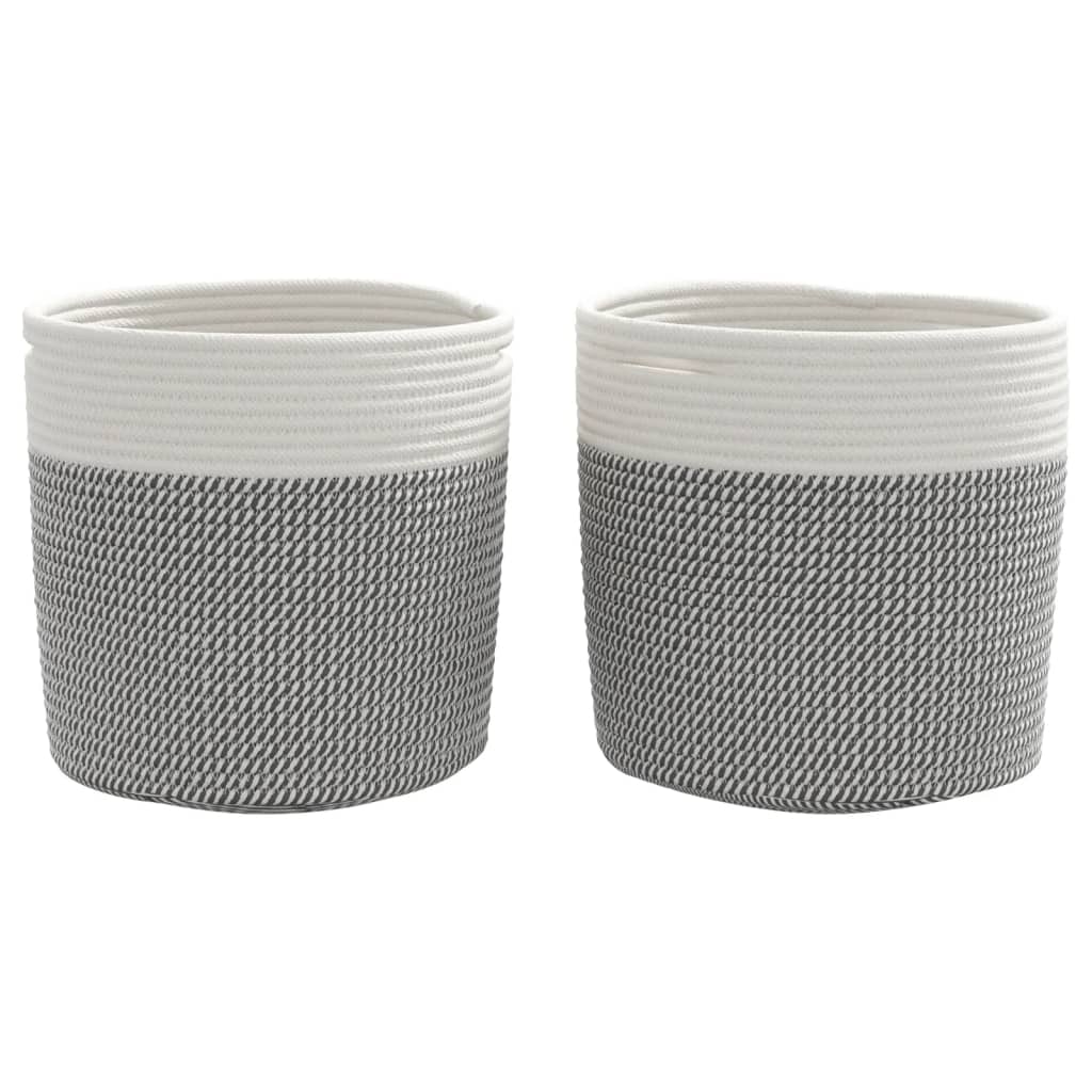 Aufbewahrungskörbe 2 Stk. Grau und Weiß Ø28x28 cm Baumwolle
