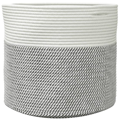 Aufbewahrungskorb Grau und Weiß Ø40x35 cm Baumwolle