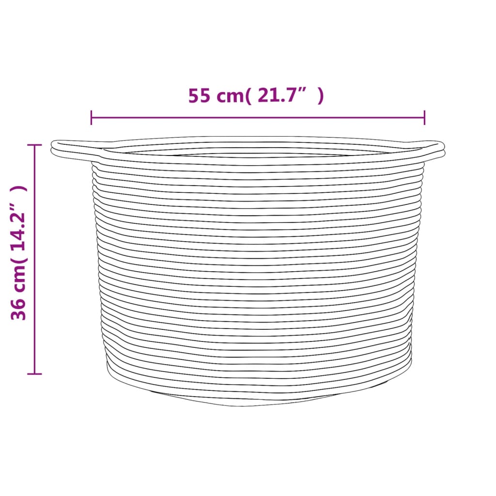 Vasketøjskurv Brun og Hvid Ø55x36 cm Bomuld