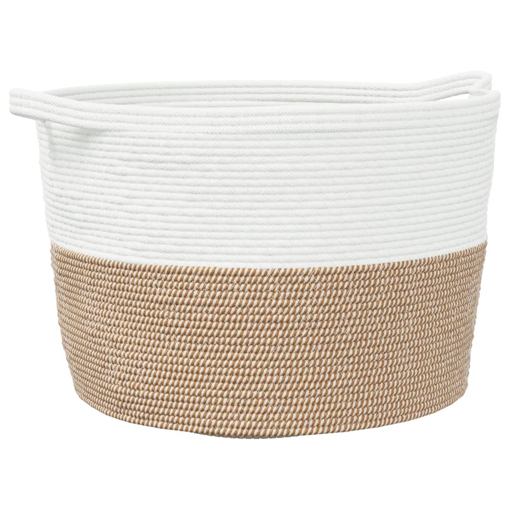 Vasketøjskurv Brun og Hvid Ø60x36 cm Bomuld