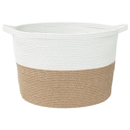 Vasketøjskurv Brun og Hvid Ø60x36 cm Bomuld