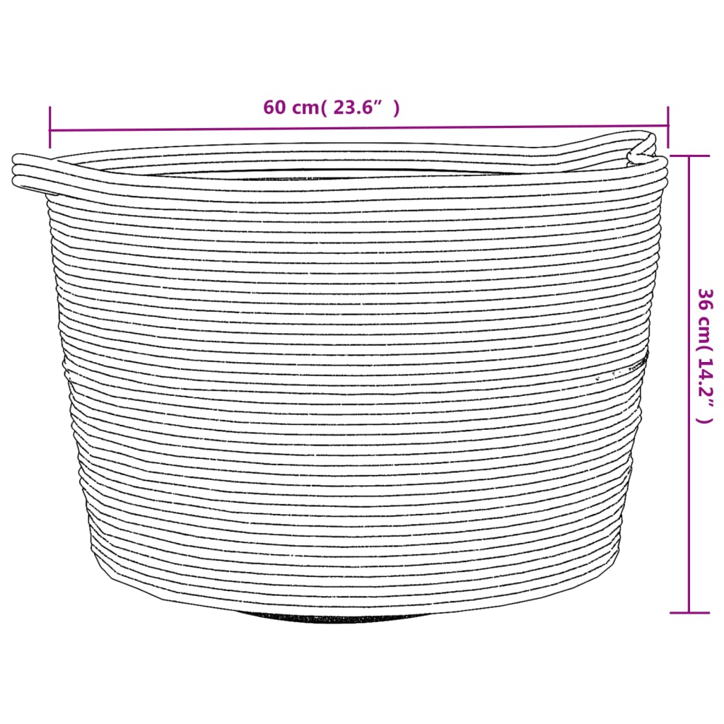 Vasketøjskurv Brun og Hvid Ø60x36 cm Bomuld