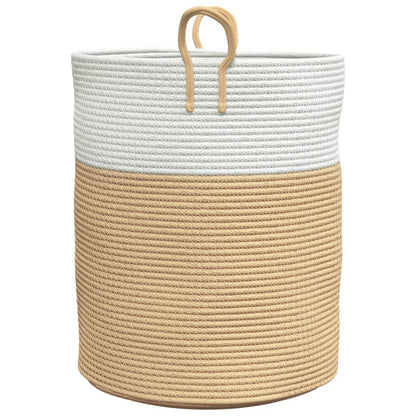 Aufbewahrungskorb Beige und Weiß Ø38x46 cm Baumwolle