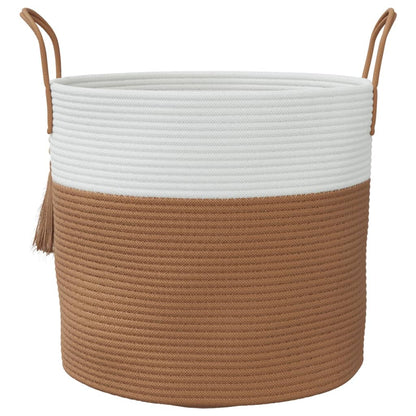 Aufbewahrungskorb Braun und Weiß Ø40x35 cm Baumwolle