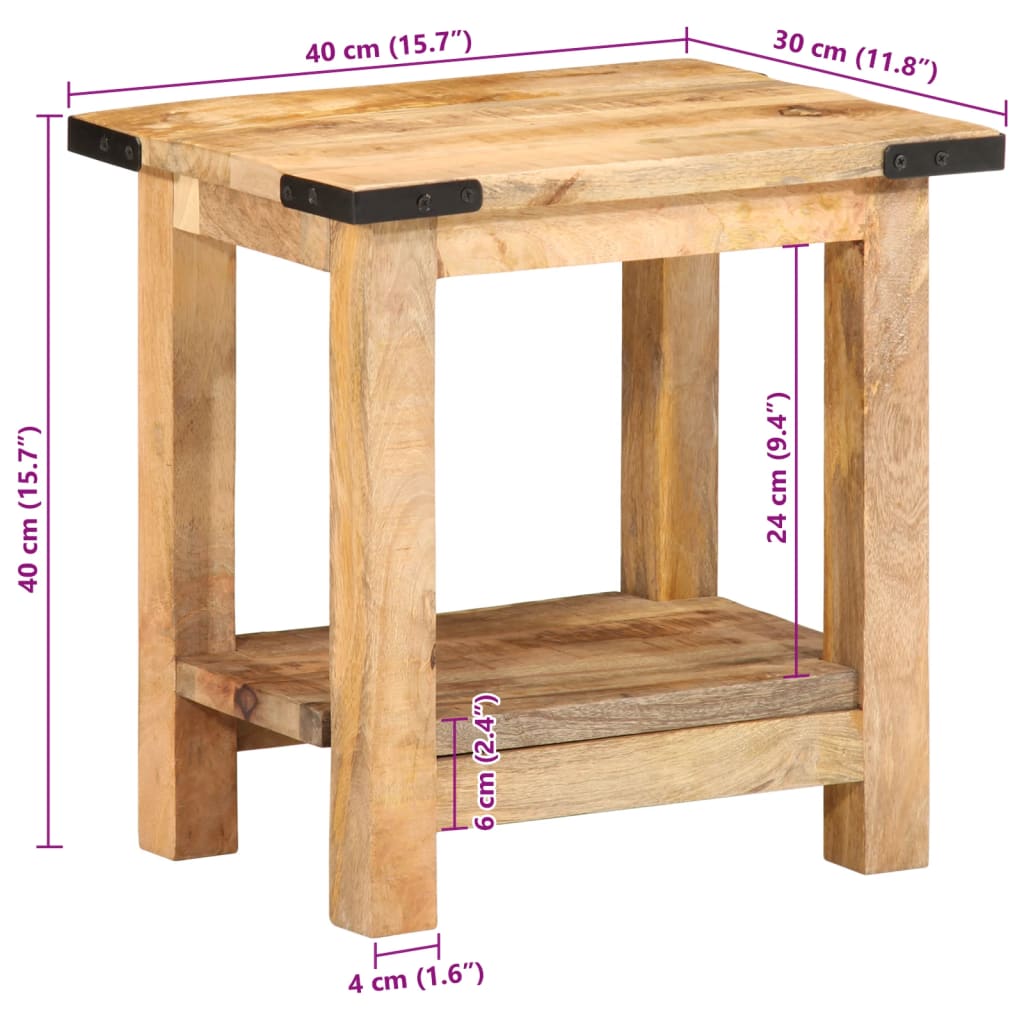 Sidebord 40x30x40 cm Groft massivt mangotræ