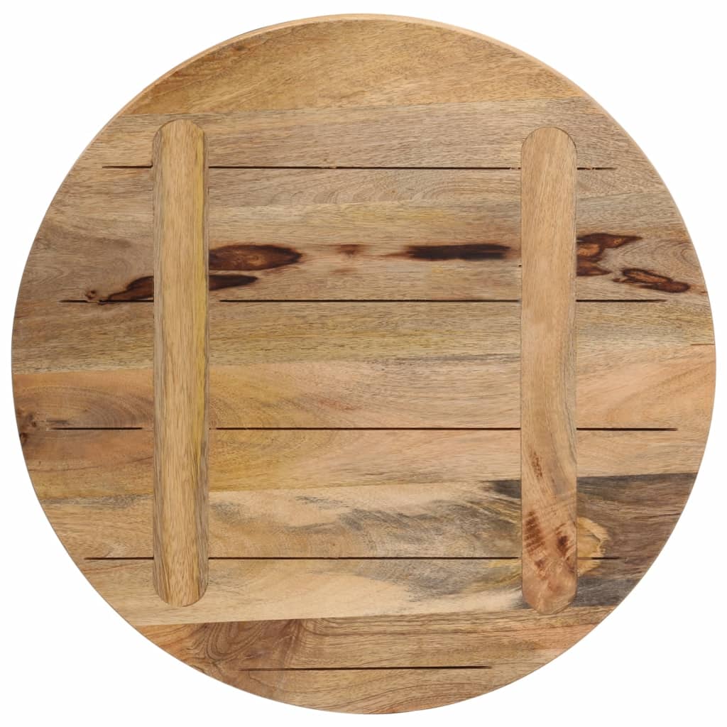 Tischplatte Ø 40x1,5 cm Rund Raues Massives Mangoholz