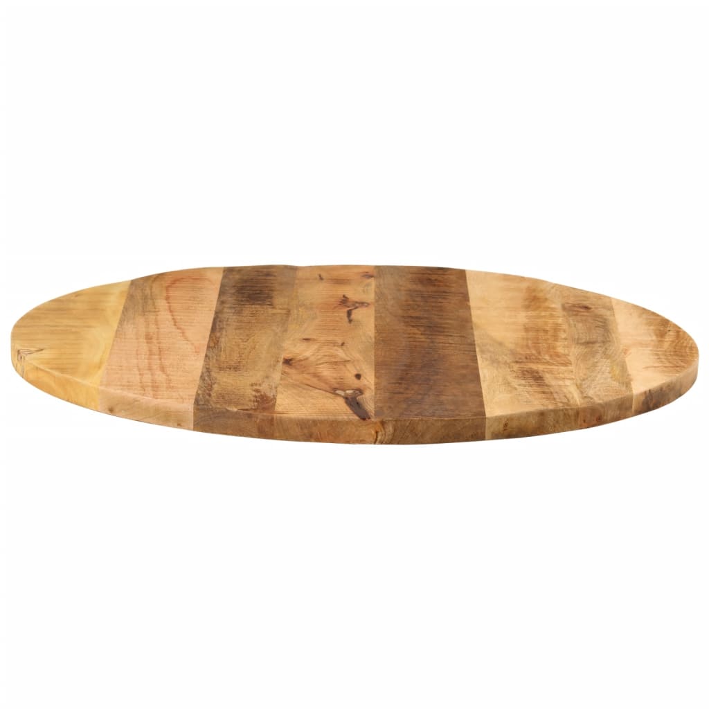 Tischplatte Ø 80x1,5 cm Rund Raues Massives Mangoholz