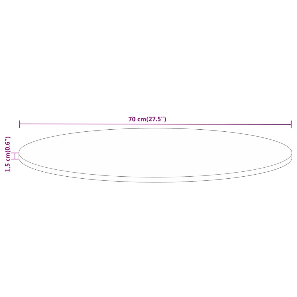 Tischplatte Ø 70x1,5 cm Rund Altholz Massiv