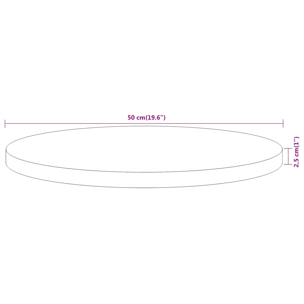 Tischplatte Ø50x2,5 cm Rund Massivholz Akazie