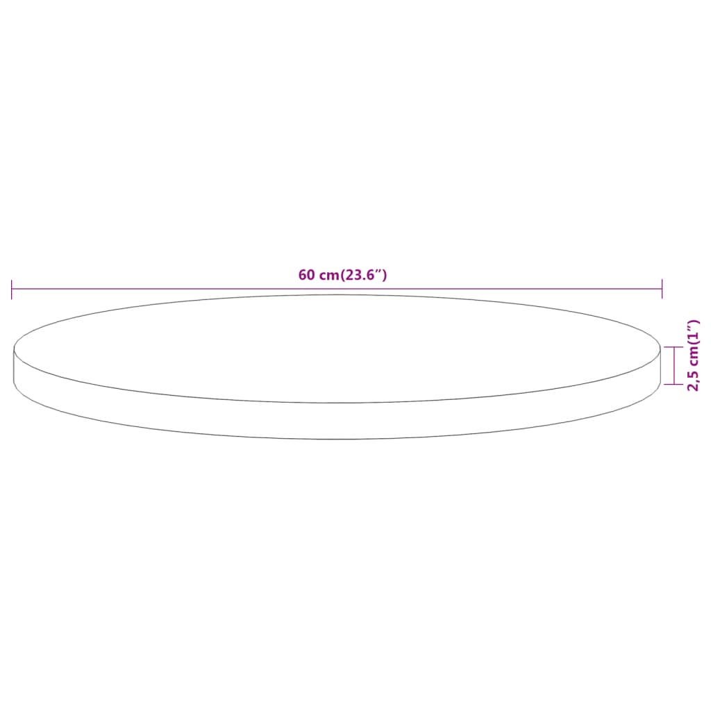 Tischplatte Ø60x2,5 cm Rund Massivholz Akazie