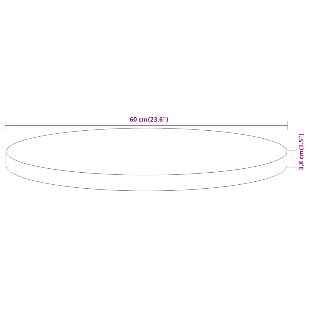 Tischplatte Ø60x3,8 cm Rund Massivholz Akazie