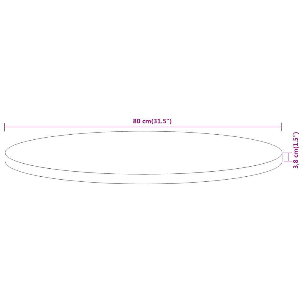 Tischplatte Ø80x3,8 cm Rund Massivholz Akazie