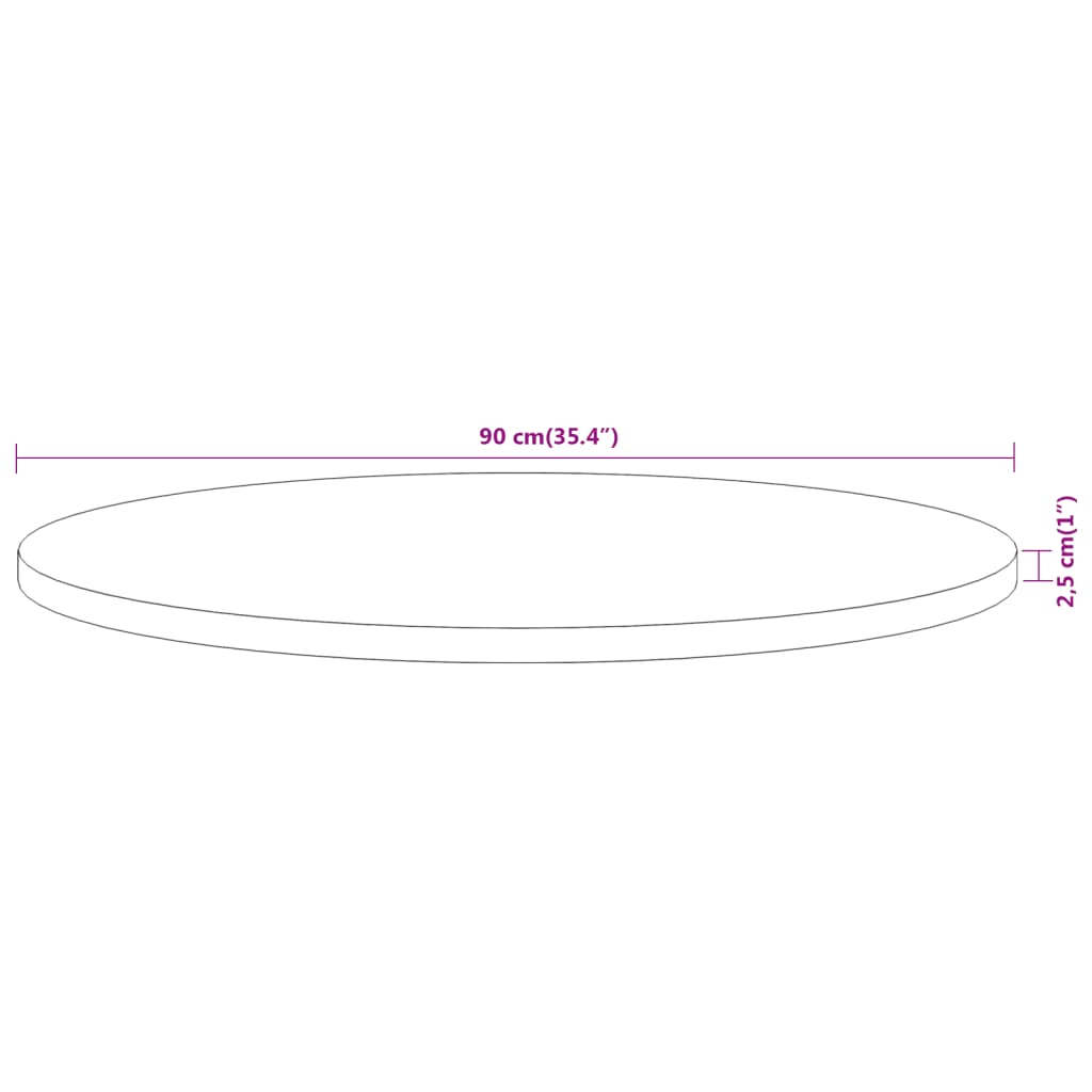 Tischplatte Ø90x2,5 cm Rund Massivholz Akazie