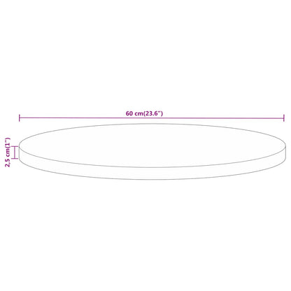 Tischplatte Ø 60x2,5 cm Rund Massivholz Mango