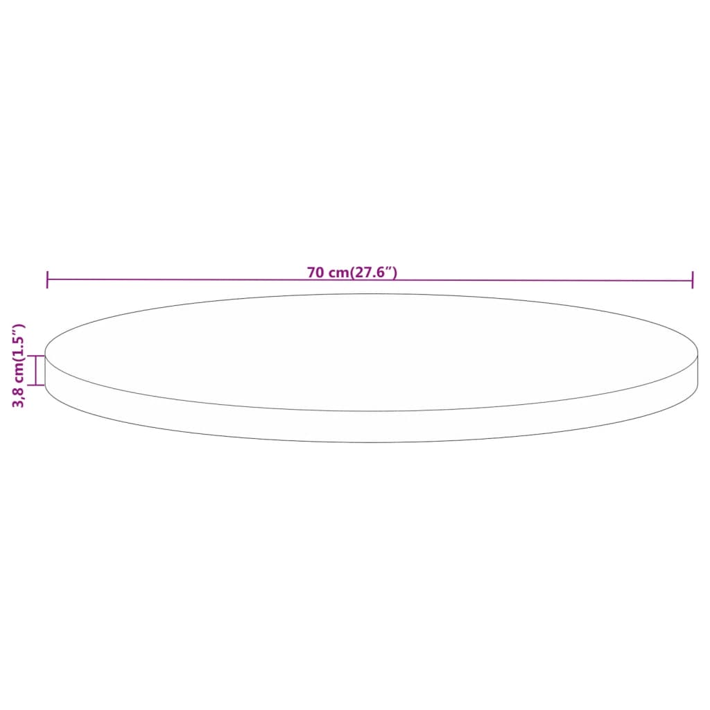 Tischplatte Ø 70x3,8 cm Rund Massivholz Mango