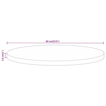 Tischplatte Ø 60x2,5 cm Rund Massivholz Mango