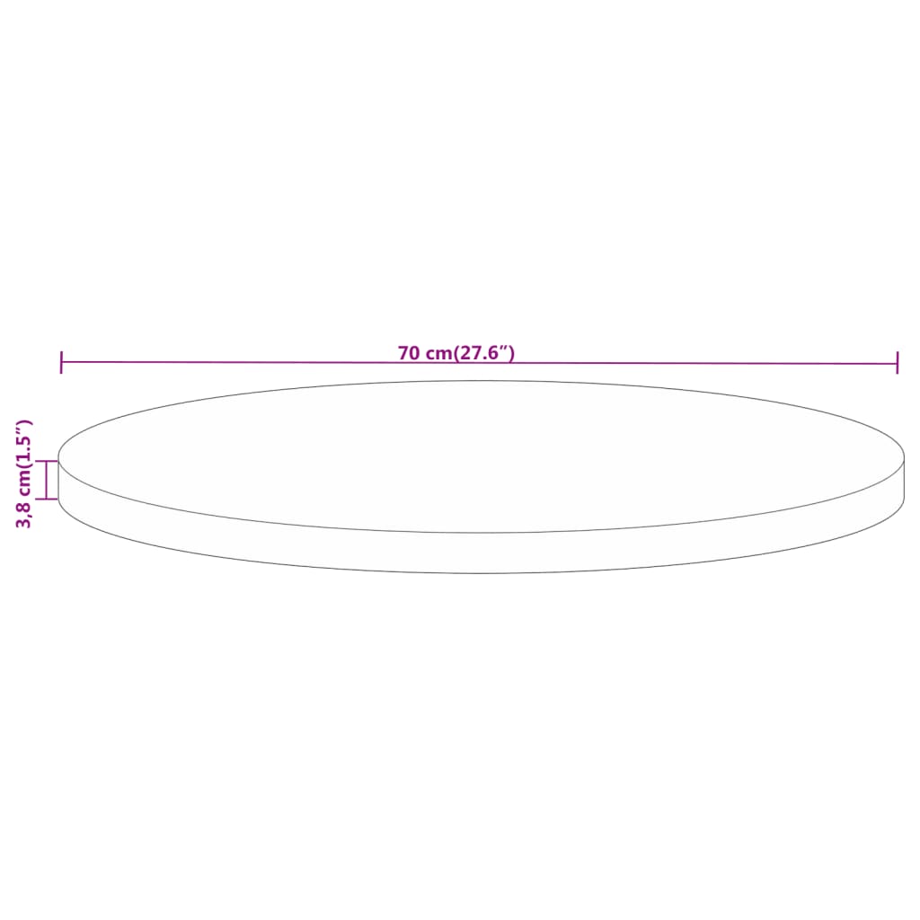 Tischplatte Ø 70x3,8 cm Rund Massivholz Mango
