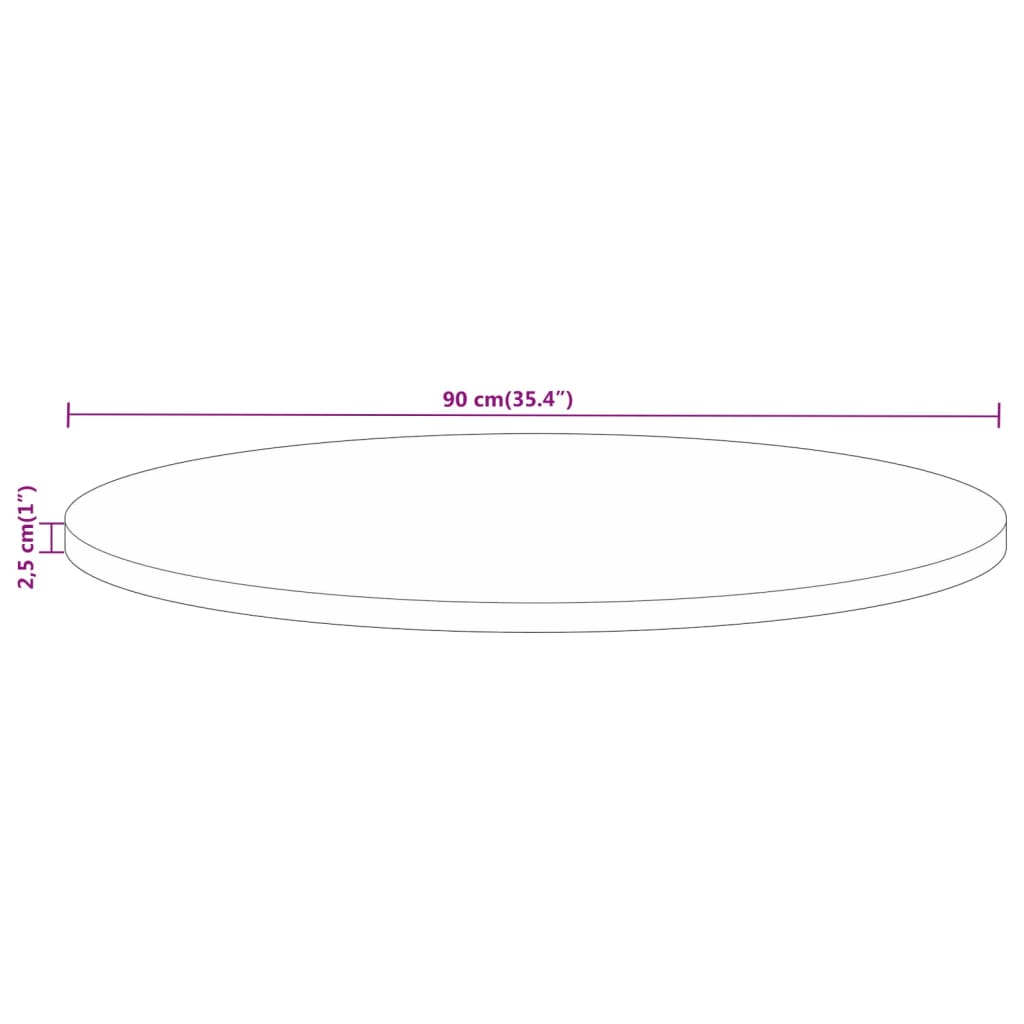 Tischplatte Ø 90x2,5 cm Rund Massivholz Mango