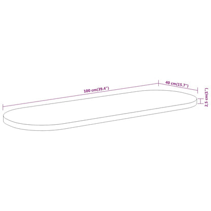 Tischplatte 100x40x2,5 cm Oval Massivholz Akazie