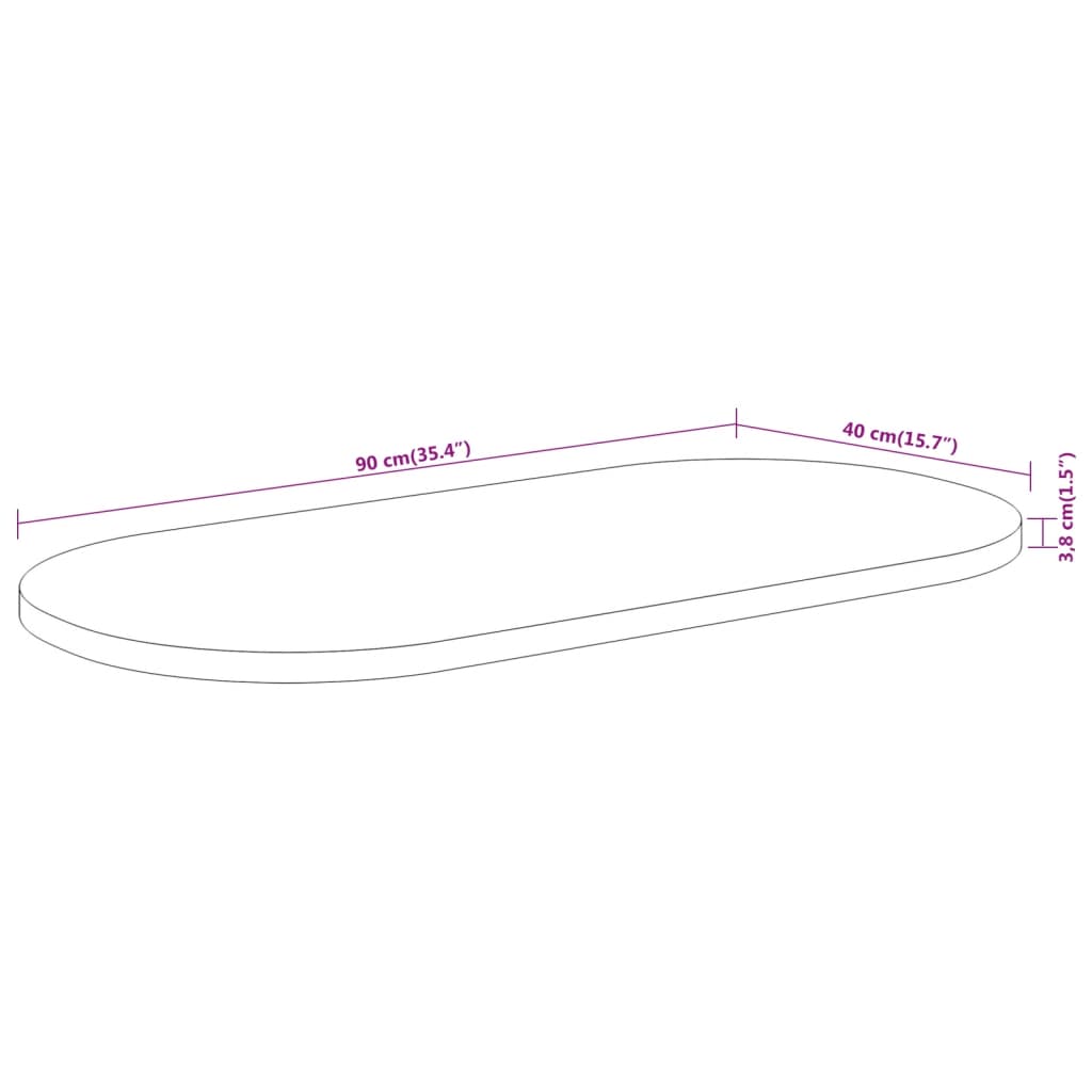 Tischplatte 90x40x3,8 cm Oval Massivholz Akazie