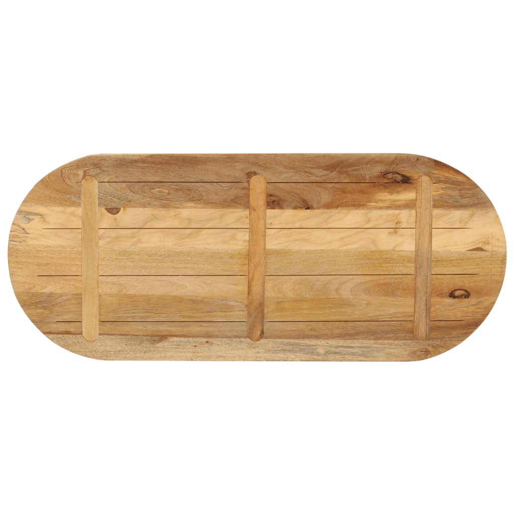 Tischplatte 110x50x3,8 cm Oval Raues Massives Mangoholz