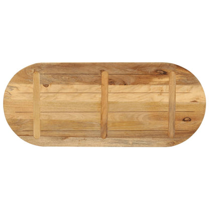 Tischplatte 110x50x3,8 cm Oval Raues Massives Mangoholz