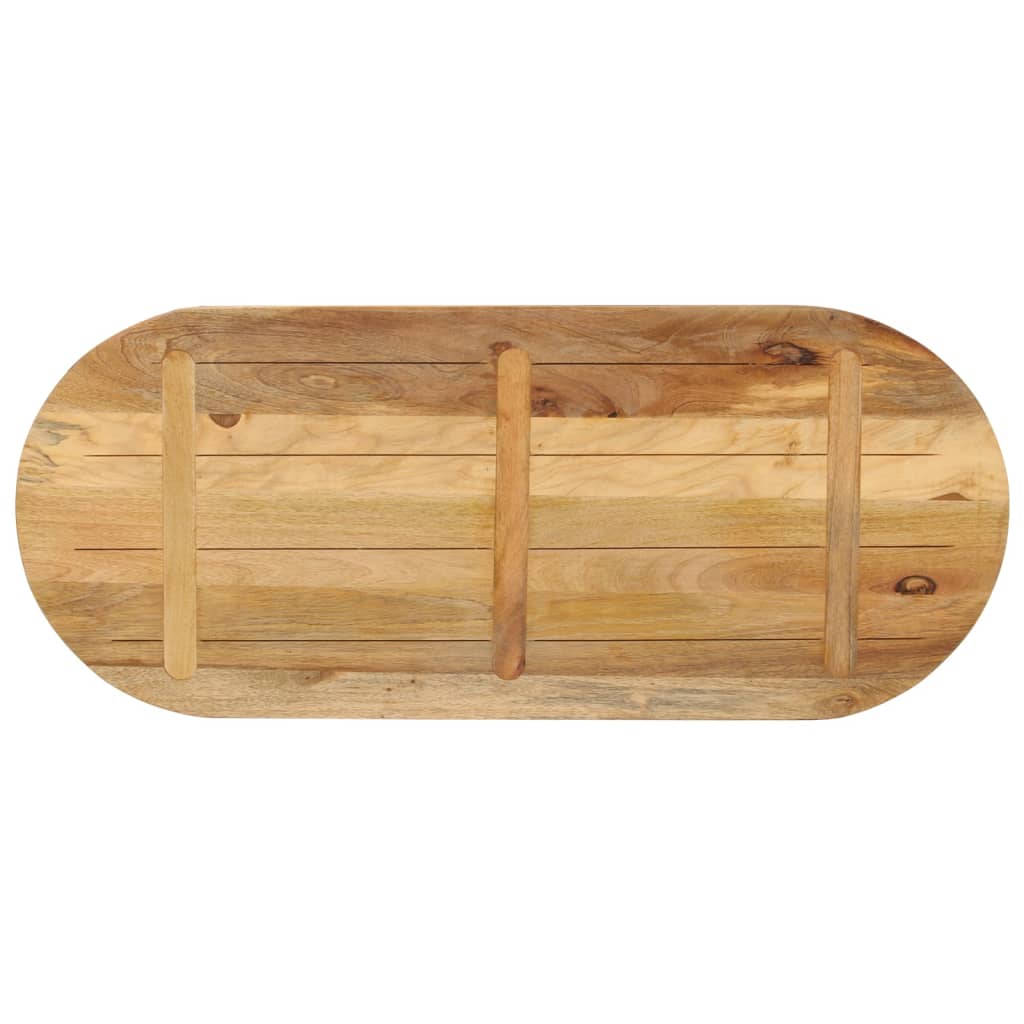 Tischplatte 140x60x3,8 cm Oval Raues Massives Mangoholz