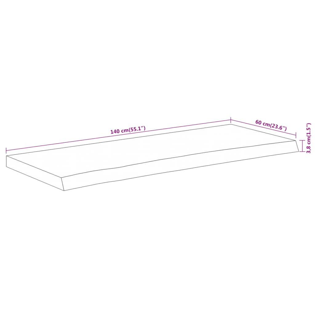 Waschtischplatte 140x60x3,8 cm Rechteckig Massivholz Akazie