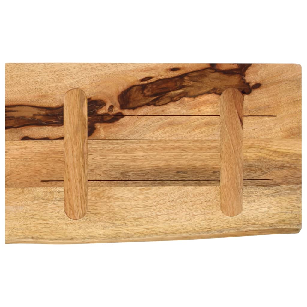 Tischplatte 50x30x2,5 cm Baumkante Massivholz Raues Mangoholz