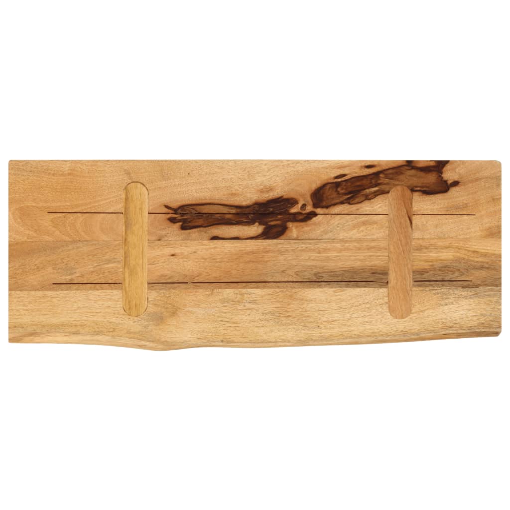Tischplatte 80x40x2,5 cm Baumkante Massivholz Raues Mangoholz