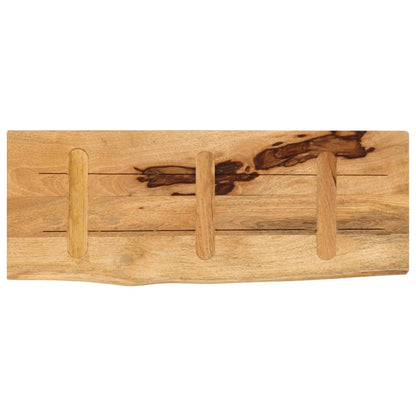 Tischplatte 90x40x2,5 cm Baumkante Massivholz Raues Mangoholz